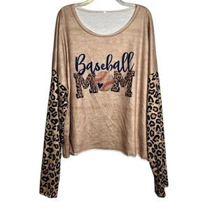 Baseball Mom Animal Print Sweatshirt 5XL